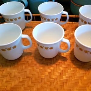 lot of 6 corning butterfly gold coffee cups